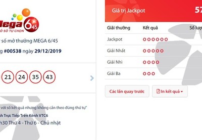 Kết quả kỳ quay số mở thưởng Vietlott ngày 29/12.