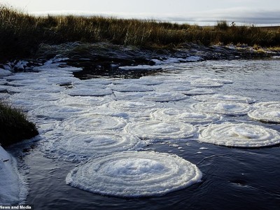 Hy hữu: Dòng sông bị phủ kín bởi “đĩa băng” ở Scotland