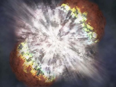 Siêu tân tinh SN 2006gy bùng nổ và phát ra ánh sáng cực mạnh. Ảnh: NASA /CXC/M.Weiss.