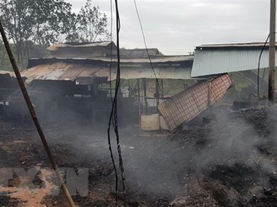 Hiện trường vụ cháy. (Ảnh: Đậu Tất Thành/TTXVN).