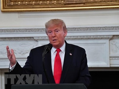 Tổng thống Mỹ Donald Trump phát biểu trong một sự kiện tại Nhà Trắng. (Ảnh: AFP/TTXVN).