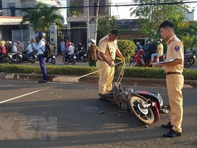 Hiện trường vụ tai nạn. (Ảnh: Đậu Tất Thành/TTXVN).