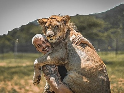 Sư tử ôm chuyên gia bảo tồn sau 2,5 tuần xa cách