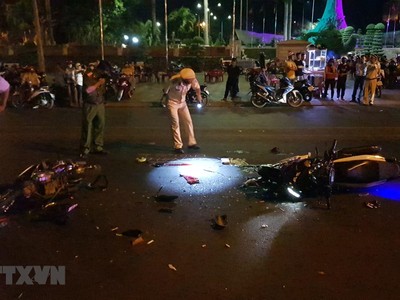 Hiện trường vụ tai nạn. (Ảnh: Đậu Tất Thành/TTXVN).