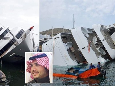 Siêu du thuyền trị giá 65 triệu bảng Anh của Hoàng tử Ả Rập Xê-út bị lật ngoài cảng