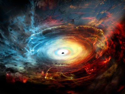 Minh họa một hố đen đang phát sáng mạnh. Ảnh: Universe Today.