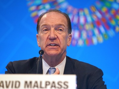 Chủ tịch WB David Malpass trong cuộc họp báo tại Washington D.C., Mỹ. (Ảnh: THX/TTXVN).