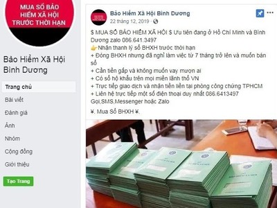 Tài khoản facebook mạo danh Bảo hiểm xã hội Bình Dương.