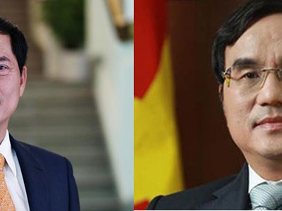 Thứ trưởng Bộ Ngoại giao Bùi Thanh Sơn (ảnh trái) và Chủ tịch Hội đồng thành viên Tập đoàn Điện lực Việt Nam Dương Quang Thành (ảnh phải).