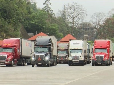 Tình trạng ùn tắc vẫn tiếp diễn tại cửa khẩu biên giới ở Lạng Sơn. (Ảnh: Quang Duy/TTXVN).