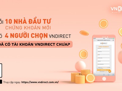 VNDIRECT chiếm 40% số tài khoản mới mở toàn thị trường