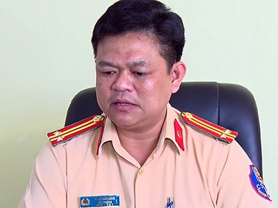 Trung tá Phạm Hải Cảng tại trụ sở CSGT số 2 năm 2019..