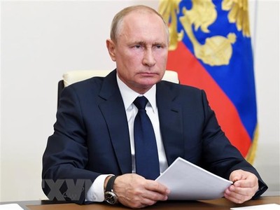 Tổng thống Nga Vladimir Putin tại một cuộc họp ở Moskva ngày 12/5/2020. (Nguồn: AFP/TTXVN).