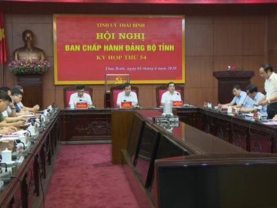 Ban chấp hành Đảng bộ tỉnh Thái Bình tổ chức kỳ họp thứ 54. (Ảnh: thaibinhtv.vn).