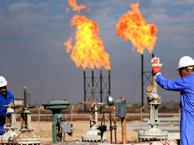 Cơ sở khai thác khí đốt tự nhiên Bin Omar của Công ty dầu khí Basra ở cảng miền Nam Iraq. (Ảnh: AFP/TTXVN).