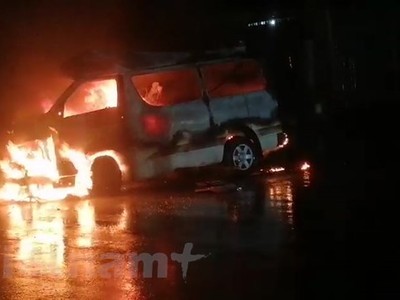 Hiện trường vụ tai nạn. (Ảnh: Đậu Tất Thành/Vietnam+).