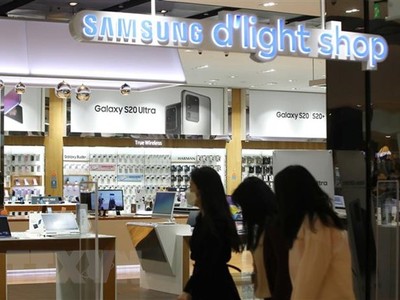 Một gian hàng của Samsung tại thủ đô Seoul, Hàn Quốc. (Ảnh: Yonhap/TTXVN).