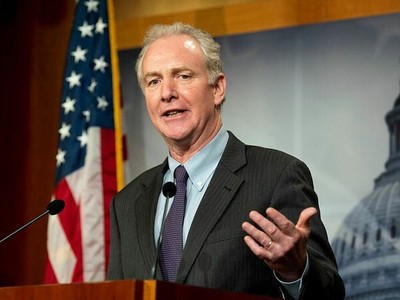 Thượng nghị sĩ Van Hollen trình bày dự luật Quyền Tự chủ Hong Kong trước Thượng viện Mỹ hôm nay. Ảnh: Zuma Press.