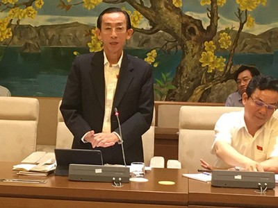 Đại biểu Trần Hoàng Ngân, uỷ viên Uỷ ban Kinh tế của Quốc hội phát biểu tại cuộc làm việc.