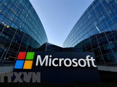 Biểu tượng Microsoft tại ngoại ô Paris, Pháp. (Nguồn: AFP/TTXVN).