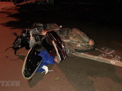 Hiện trường vụ tai nạn. (Ảnh: TTXVN phát).