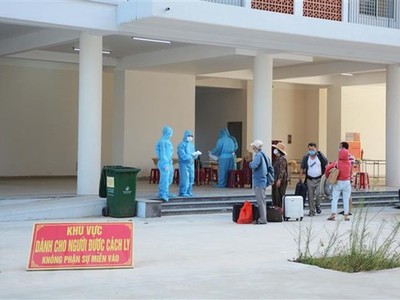 Khu vực tiếp đón các trường hợp F1 tại khu ký túc xá phía Tây thành phố Đà Nẵng. (Ảnh: Văn Dũng/TTXVN).