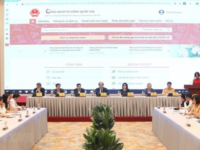 Họp báo công bố việc tích hợp thêm 6 dịch vụ công trên Cổng Dịch vụ công Quốc gia. (Ảnh: Văn Điệp/TTXVN).