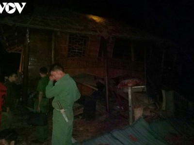 Hiện trường xảy ra vụ lở đá.