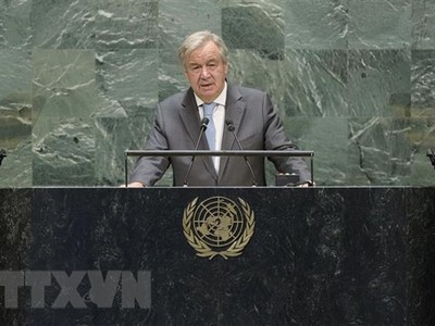 Tổng Thư ký Liên hợp quốc Antonito Guterres phát biểu tại phiên họp. 