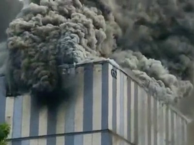 Cơ sở nghiên cứu của Huawei bị cháy. (Ảnh: Weibo).