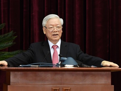 Tổng Bí thư, Chủ tịch nước Nguyễn Phú Trọng phát biểu tại Hội nghị Trung ương 13.