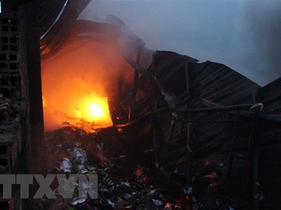 Hiện trường vụ cháy. (Ảnh: Huyền Trang/TTXVN).