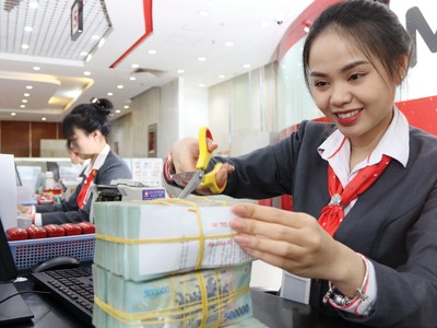 Thanh toán lệ phí thủ tục qua Cổng thông tin một cửa quốc gia vẫn phải nhờ dịch vụ ngân hàng hoặc nộp tiền mặt. Ảnh Lê Toàn.