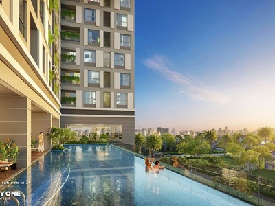 Hồ bơi tràn bờ tại khu vực tầng 3 của dự án Happy One - Premier.