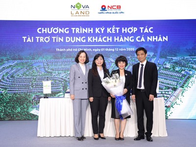 Đại diện tập đoàn Novaland và Ngân hàng NCB trong sự kiện. Ký kết hợp tác tài trợ tín dụng khách hàng cá nhân.
