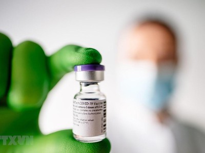 Vắcxin phòng COVID-19 do công ty Pfizer (Mỹ) và BioNTech (Đức) bào chế. (Ảnh: THX/TTXVN).