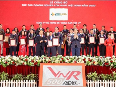 Cen Land được vinh danh Top 500 công ty lớn nhất Việt Nam năm 2020.