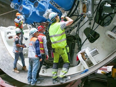 Máy đào hầm của dự án đường sắt đô thị Nhổn-ga Hà Nội. (Ảnh: CTV/Vietnam+).