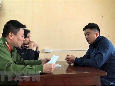 Đối tượng Hà Ngọc Thành tại Cơ quan cảnh sát điều tra. (Nguồn: TTXVN phát).