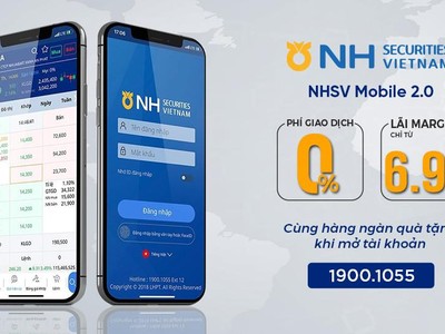 Chứng khoán NH Việt Nam (NHSV) miễn phí giao dịch trên ứng dụng, ưu đãi lãi margin chỉ 6,9%