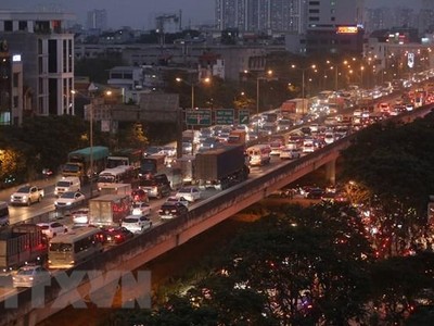 Đường Vành đai 3 trên cao. (Ảnh: Hoàng Hiếu/TTXVN).