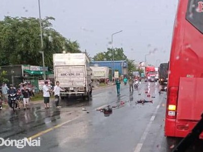 Hiện trường vụ tai nạn giao thông. (Nguồn: Báo Đồng Nai).