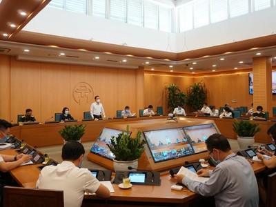 Một phiên họp của Ban Chỉ đạo phòng chống dịch Covid-19 thành phố Hà Nội.