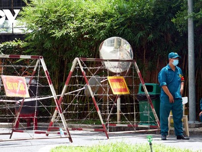 Lô A1 Chung cư Sunview Town - nơi ở của BN4514, đang bị phong tỏa tạm thời.