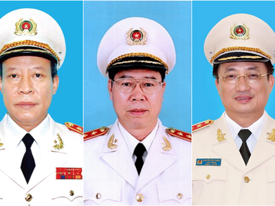 Thượng tướng Lê Quý Vương, Bùi Văn Nam, Nguyễn Văn Thành (từ trái qua phải). Ảnh: Bộ Công an.