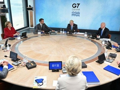 Hội nghị Thượng đỉnh G7 ở Cornwall, Anh. Ảnh: Getty.