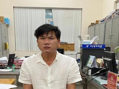 Đối tượng Bùi Mạnh Hùng tại cơ quan công an. (Ảnh: Công an tỉnh Đồng Nai).