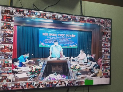 Hội nghị trực tuyến tuyên truyền, đối thoại chính sách BHXH, BHYT của huyện Yên Thành với người dân (nguồn: BHXH huyện Yên Thành).