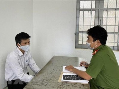 Ông Nguyễn Thanh Tùng tại cơ quan điều tra. (Ảnh: TTXVN phát).