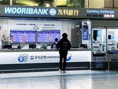 Một quầy dịch vụ đổi tiền tại sân bay Incheon (Hàn Quốc). (Ảnh: Anh Nguyên/TTXVN).